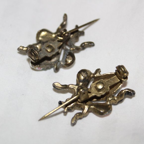 2 Vintage Fly Brooch Pins Red Rhinestones Eyes - Picture 7 of 8